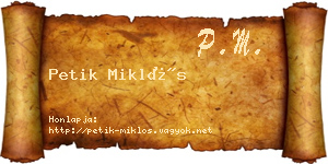 Petik Miklós névjegykártya