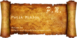 Petik Miklós névjegykártya